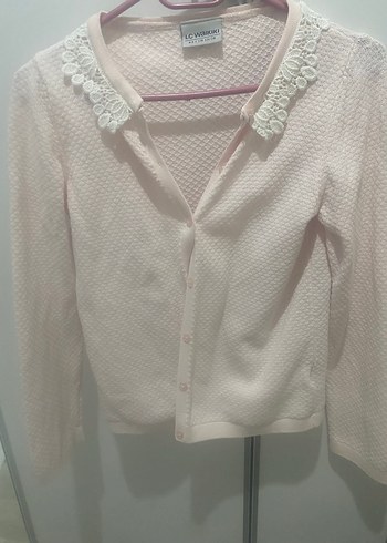 LC Waikiki Romantik Pembe Dantel Detayli Triko Hirka