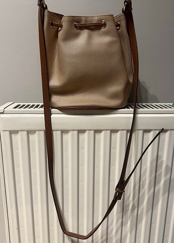 Bej Deri Kadın Çanta, Tokalı, Modern Klasik - Görsel 2