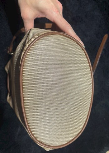 Bej Deri Kadın Çanta, Tokalı, Modern Klasik - Görsel 4