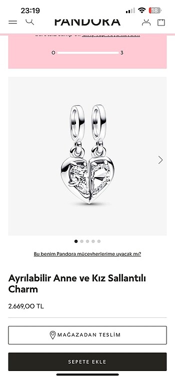 Pandora Orjinal anne kız charm