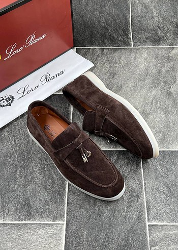 42 Beden LORO PİANA Kahverengi Süet Tokalı Erkek Loafer 40-44