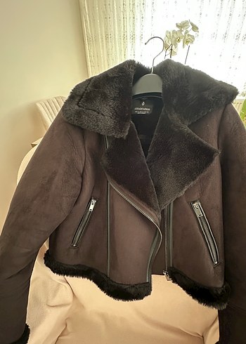 Stradivarius Stradivarius Kürklü Süet Kadın Ceket