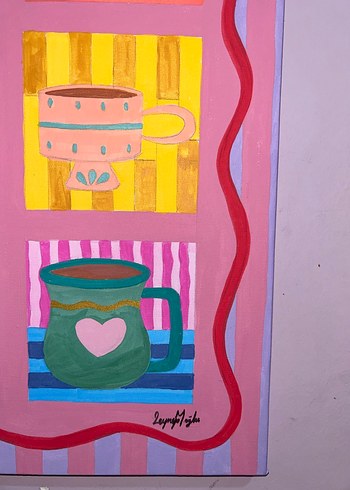Pastel Renkli Kahve Saati Dekoratif Tablo - Görsel 3