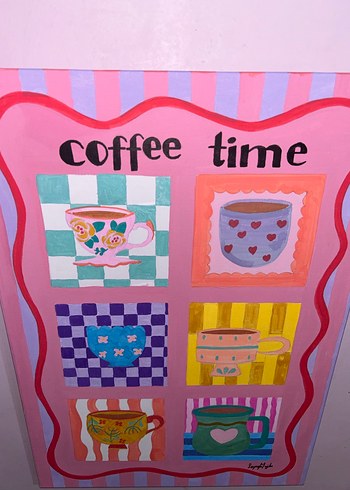 Pastel Renkli Kahve Saati Dekoratif Tablo - Görsel 5