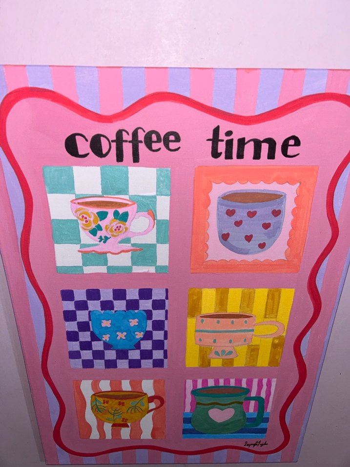 Pastel Renkli Kahve Saati Dekoratif Tablo - Görsel 5