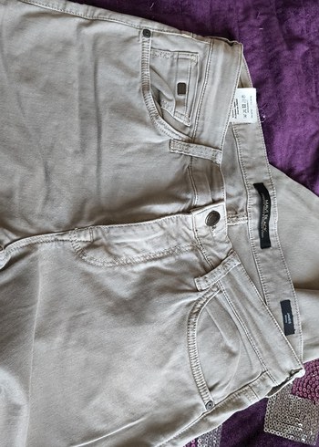 krem i Erkek Pamuklu Rahat Kesim Pantolon - Görsel 3