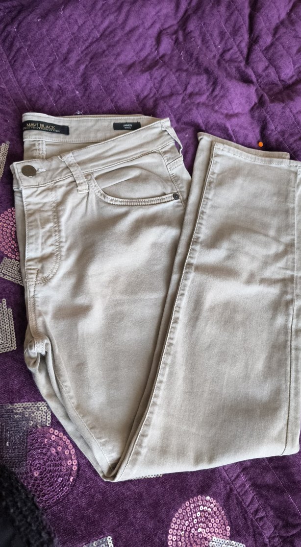 krem i Erkek Pamuklu Rahat Kesim Pantolon - Görsel 2