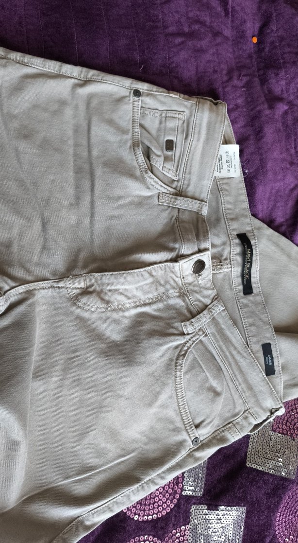 krem i Erkek Pamuklu Rahat Kesim Pantolon - Görsel 3