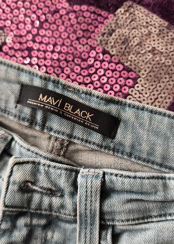 mavi bin bı açık tonu  Kemerli Midi Kot Pantolon - Görsel 5