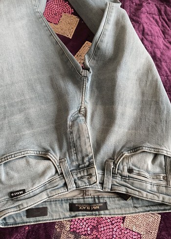 mavi bin bı açık tonu  Kemerli Midi Kot Pantolon - Görsel 4