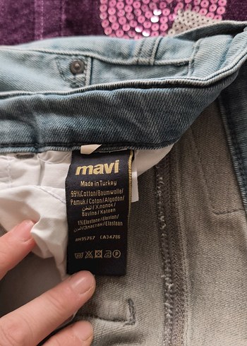 mavi bin bı açık tonu  Kemerli Midi Kot Pantolon - Görsel 7