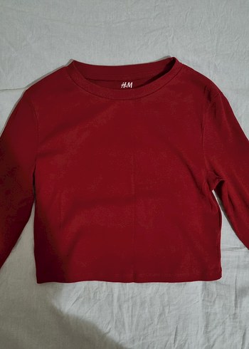 Kırmızı Uzun Kollu Crop Top