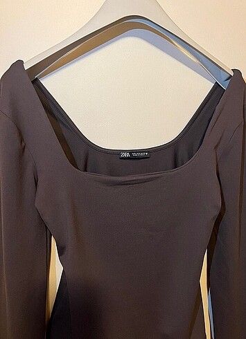m Beden kahverengi Renk zara kare yaka polismid body