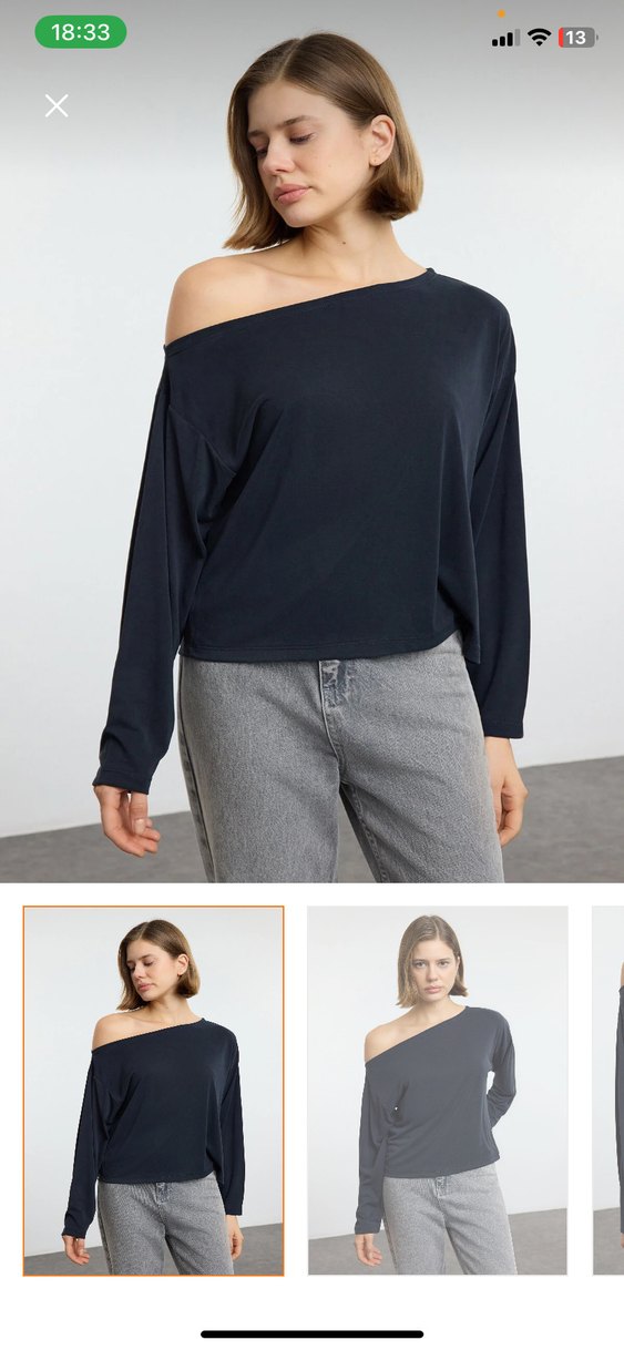 antresit renk kayik yaka bluz - Görsel 5