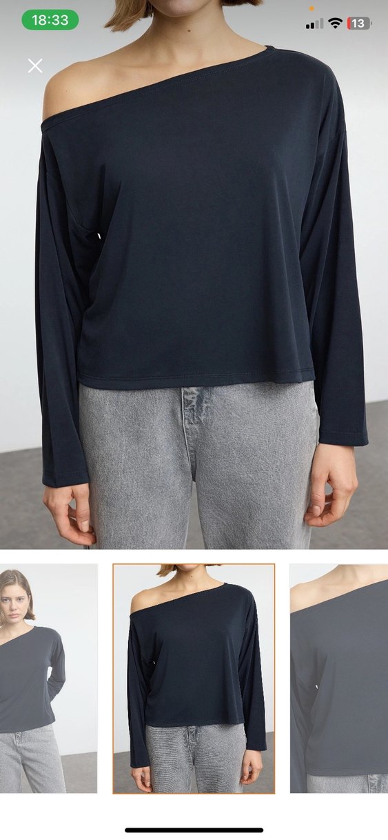 antresit renk kayik yaka bluz - Görsel 4