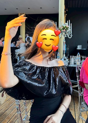 Parlak Siyah Mini Straplez Abiye - Görsel 2