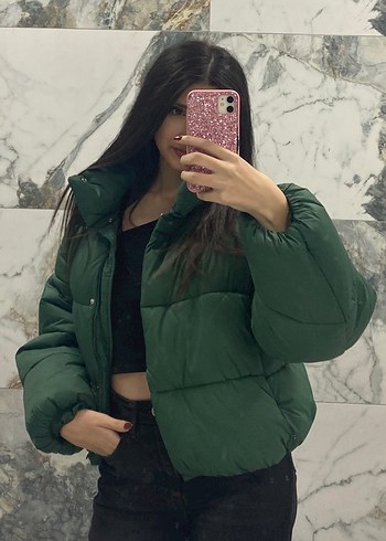 koyu yesil zara mont - Görsel 4