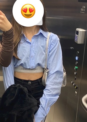 mavi sagaza crop gomlek - Görsel 2