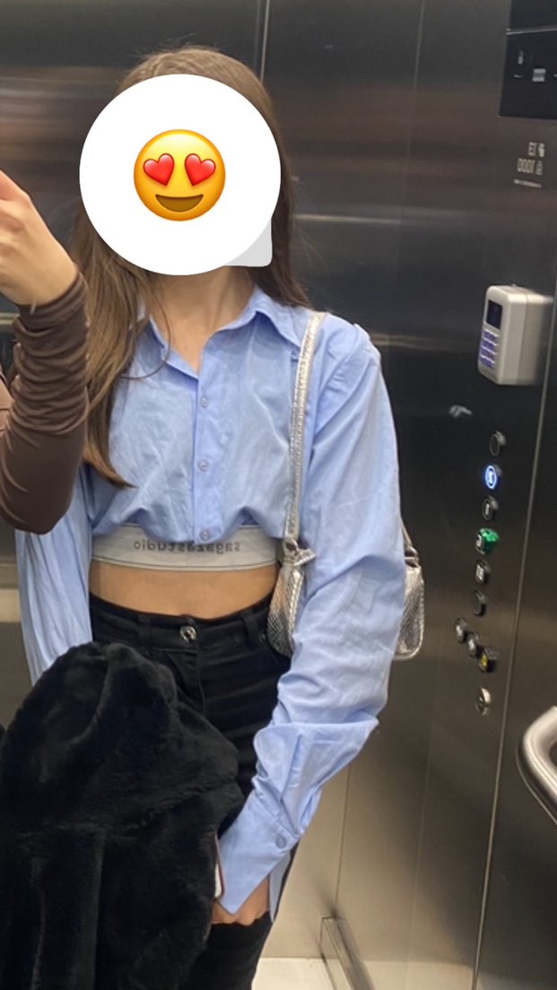 mavi sagaza crop gomlek - Görsel 2