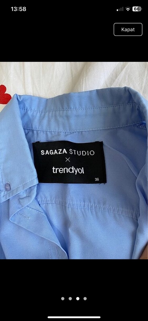 mavi sagaza crop gomlek - Görsel 5