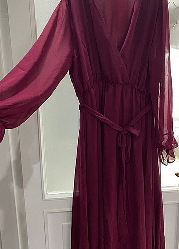 Bordo şifon elbise
