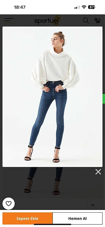 27 Beden Serenay gold skinny jean mavi