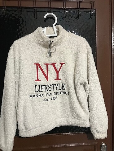 Peluş yumuşacık fermuar detaylı sweat
