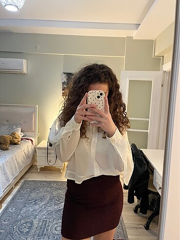 m Beden beyaz Renk Beyaz renkli şık detaylı gömlek