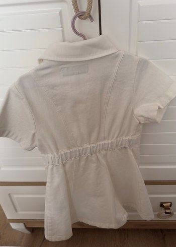 Beyaz Kısa Kollu jean elbise - Görsel 2