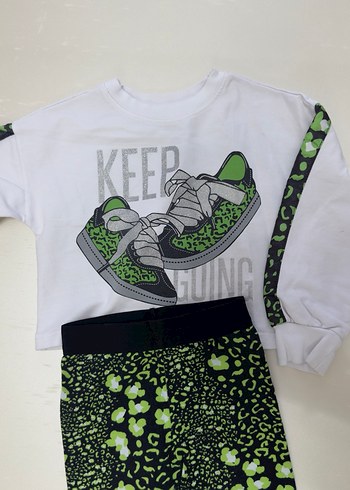 Yeşil Desenli Kız Çocuk Eşofman Takımı - Görsel 2