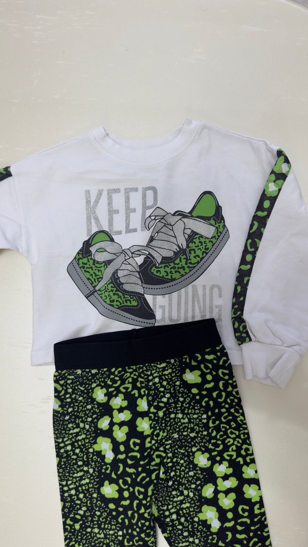 Yeşil Desenli Kız Çocuk Eşofman Takımı - Görsel 2