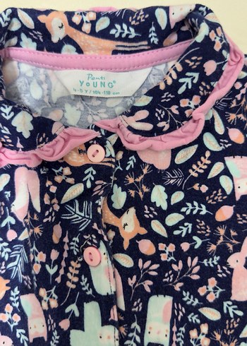 Kız Çocuk Çok Renkli Desenli  Pijama Takımı - Görsel 3