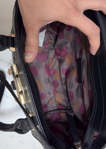 Siyah Gotik Nakışlı Deri Kadın Çanta - Görsel 4