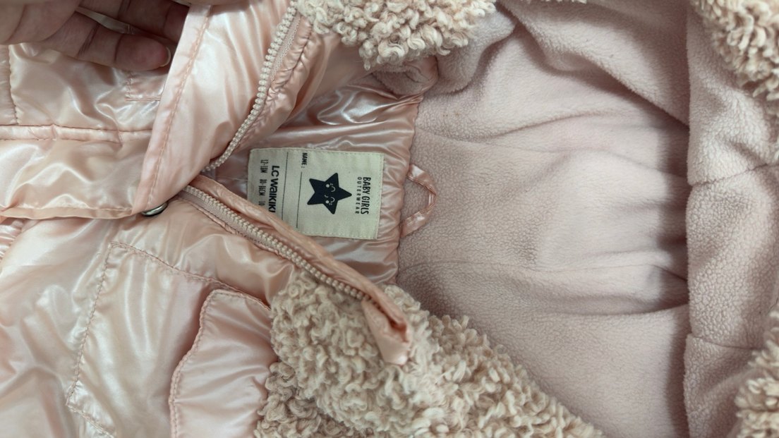 Kız Çocuk Pembe Kapüşonlu Kürklü Mont - Görsel 2