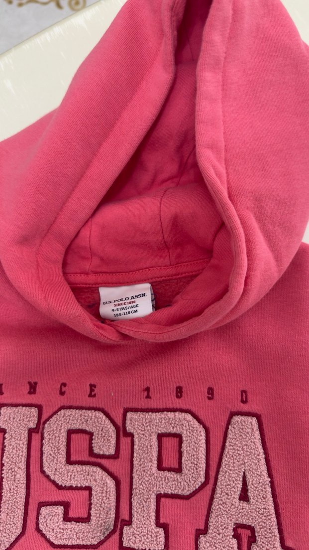 USPA Pembe Çocuk Sweatshirt ve Eşofman Takımı - Görsel 4