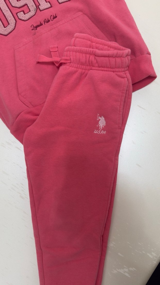 USPA Pembe Çocuk Sweatshirt ve Eşofman Takımı - Görsel 3