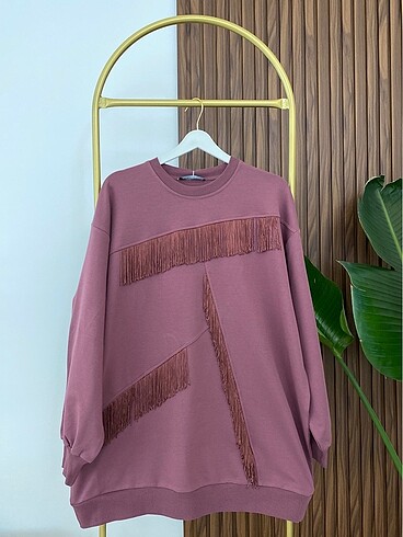 Püskül detaylı tunik rose