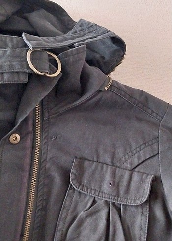 Siyah Kot Kadın Ceket Kemerli Street Style - Görsel 7