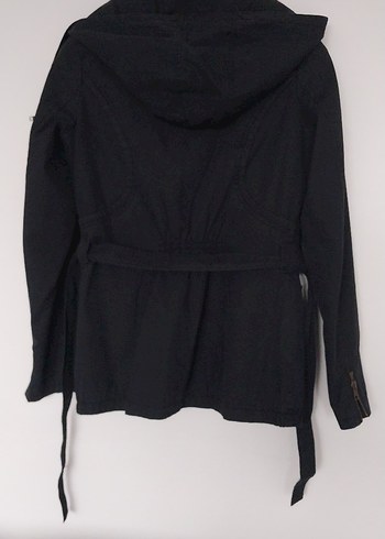 Siyah Kot Kadın Ceket Kemerli Street Style - Görsel 2