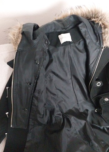 Zara Kürk Detaylı Siyah Kadın Midi Kaban - Görsel 5