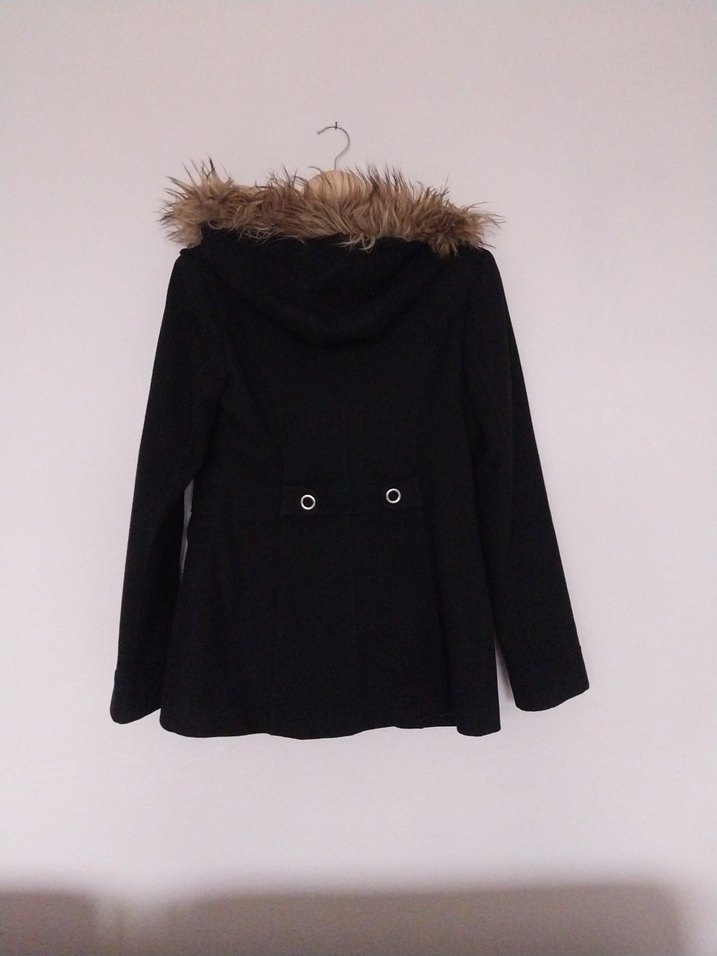 Zara Kürk Detaylı Siyah Kadın Midi Kaban - Görsel 2