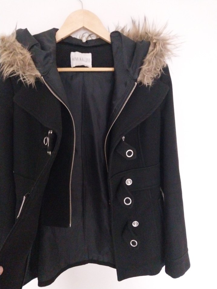 Zara Kürk Detaylı Siyah Kadın Midi Kaban - Görsel 3