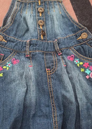 Nakışlı Mavi Denim Kız Elbisesi - Görsel 4