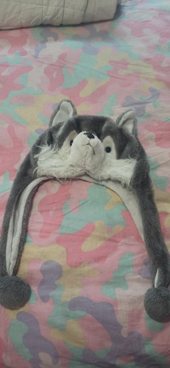 Gri Peluş Kurt şapka - Görsel 2