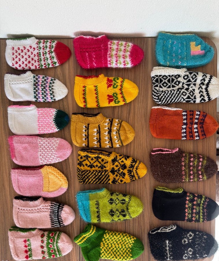 Renkli El Örgüsü Çorap Seti - Görsel 2