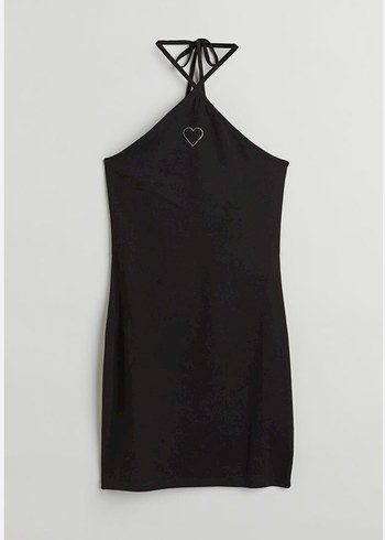 Siyah Askılı Mini Elbise - Görsel 3
