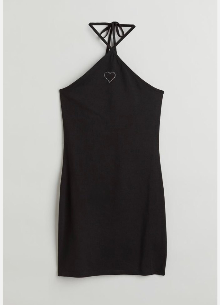 Siyah Askılı Mini Elbise - Görsel 3