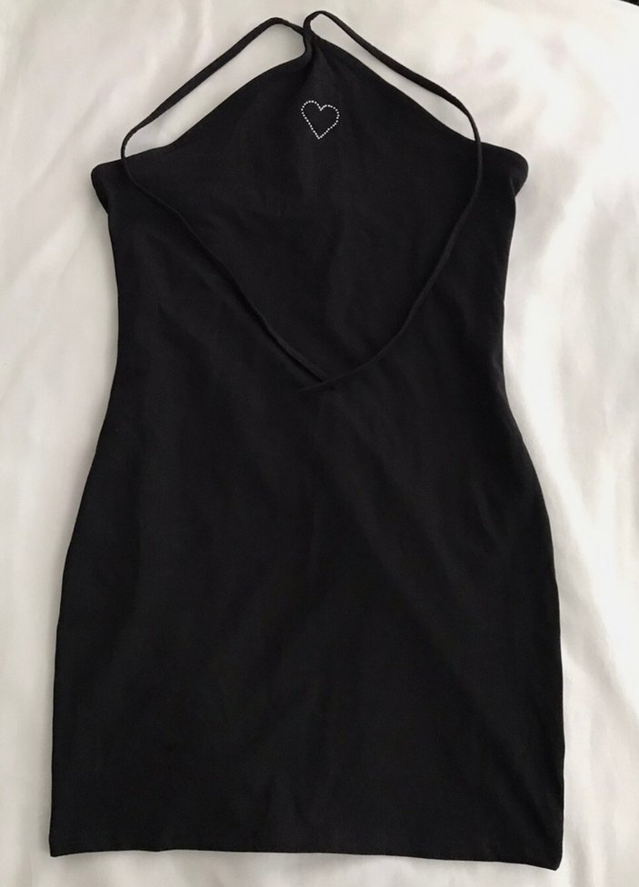 Siyah Askılı Mini Elbise - Görsel 2