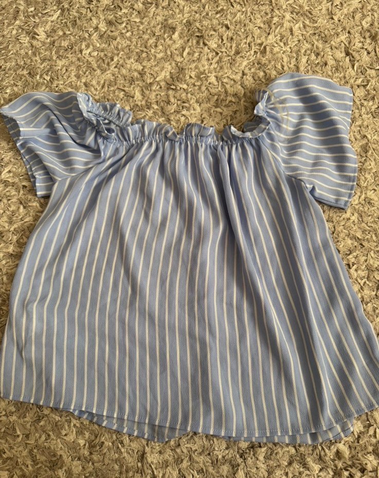 Mavi Çizgili Kısa Kollu Bluz - Görsel 2