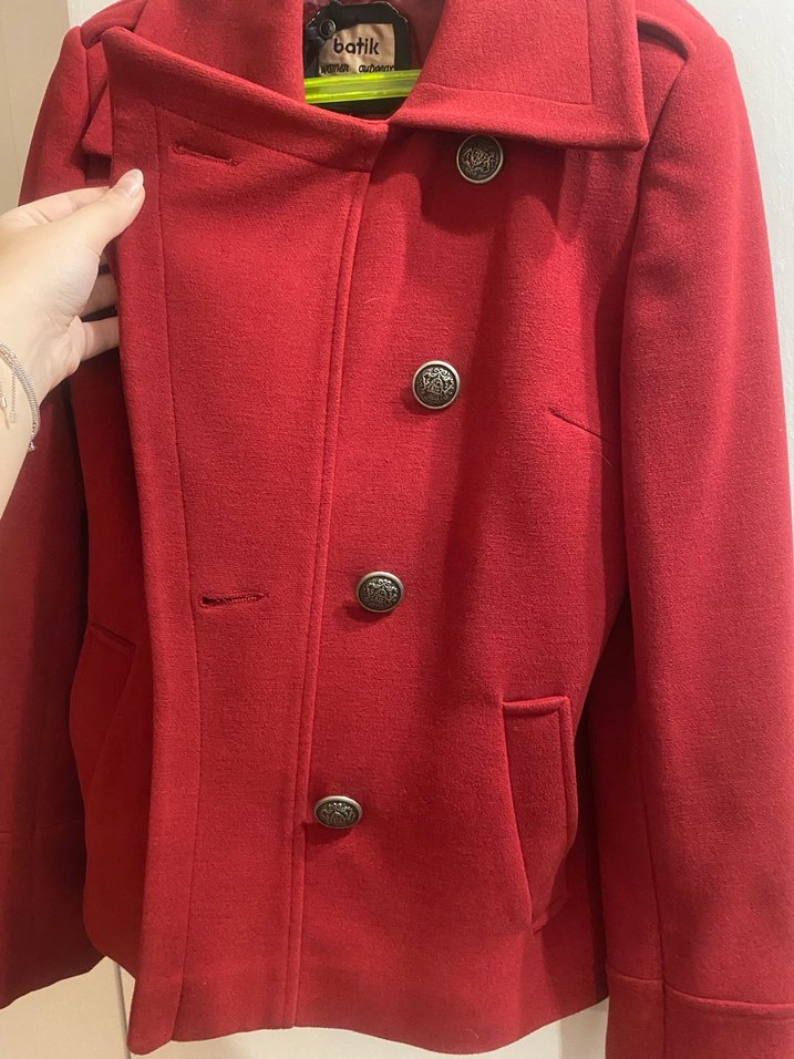 Batik 36 Beden Kırmızı Kaban - Görsel 4